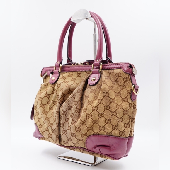 AQ28❤️ GUCCI Monogram Sukey Top Handle Satchel - Picture 2 of 15